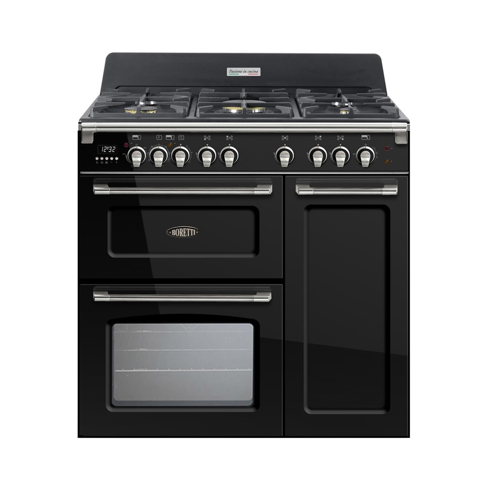 Boretti CFBG903AN gasfornuis met Dual Fuel wokbrander en drievoudige oven Antraciet