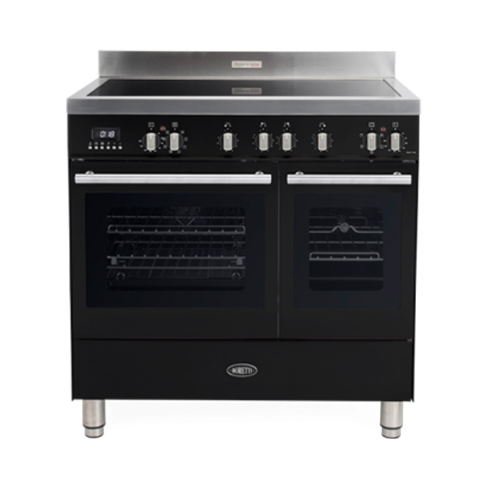 Boretti MFBI902ZW Milano inductiefornuis met 2 ovens en Booster kookzones Zwart