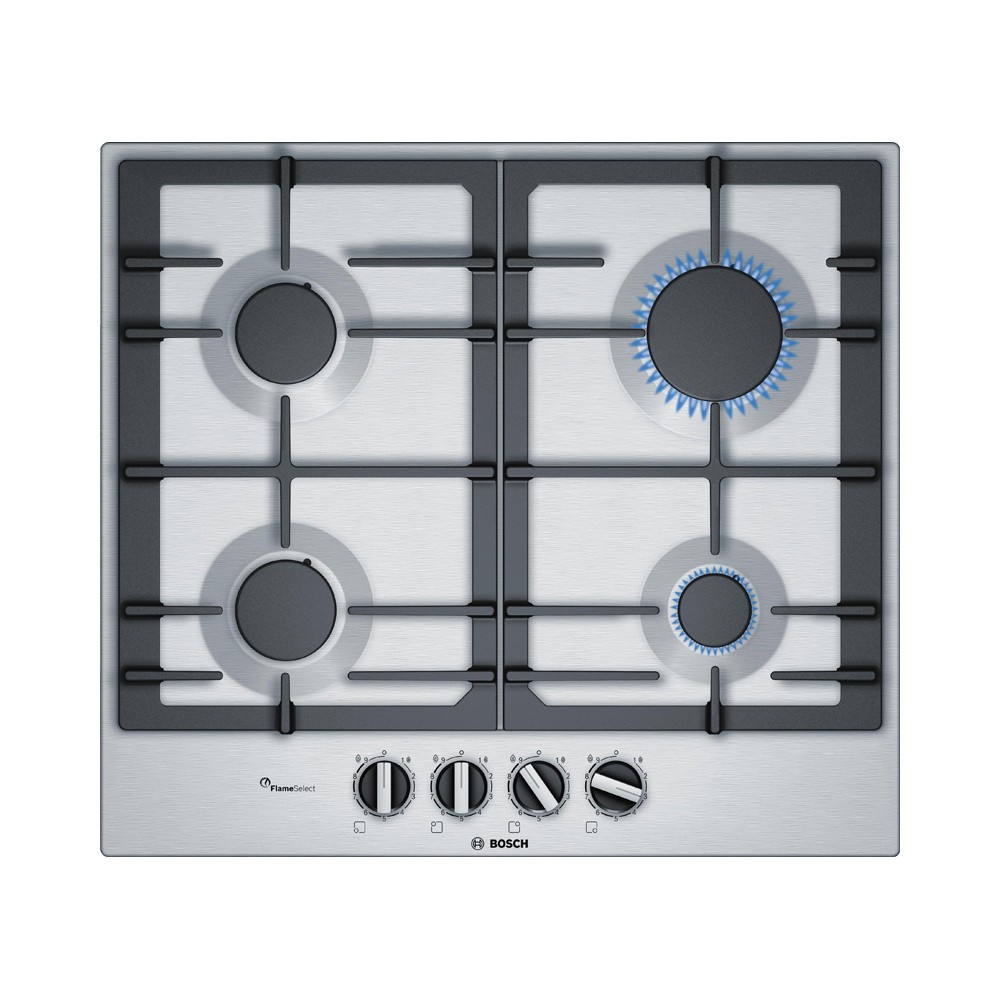 Bosch PCP6A5C90N inbouw gaskookplaat met FlameSelect bediening RVS Roestvrijstaal