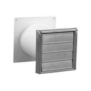 Lamellenrooster, RVS Diam. 150mm, inclusief muurdoorvoer 45 1525 Aansluitset/ materiaal