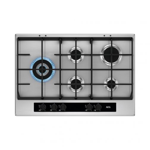 AEG HG755550SY inbouw gaskookplaat restant model met wokbrander en gietijzeren pannendragers
