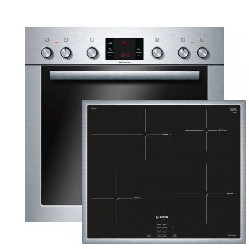 Bosch inbouw fornuis combinatie bestaande uit HEG33U351 oven en NIF645CB1M inductiekookplaat restant model