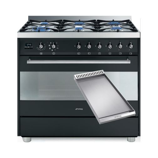 Smeg C9GMANL1 gasfornuis met gratis TBX6090X teppan yaki grillplaat restant model