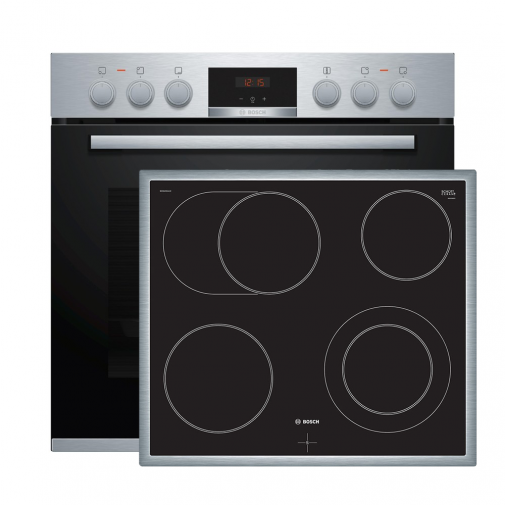 Bosch inbouw fornuis combinatie: HEA513BS2 oven / NKN645GA1E keramische kookplaat restant model