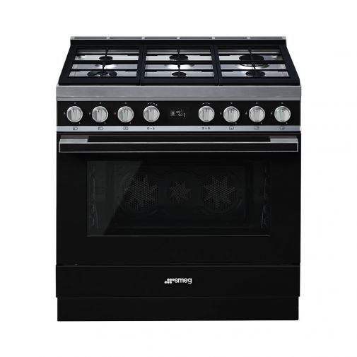 Smeg CPF9GMNNLK gasfornuis zwart met Push-Pull opbergruimte en 20 automatische programma's