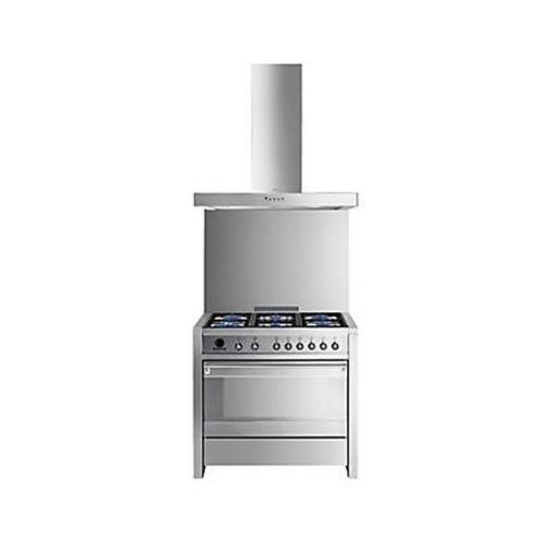 Smeg CS19NL7 gasfornuis set aanbieding inclusief achterwand en afzuigkap