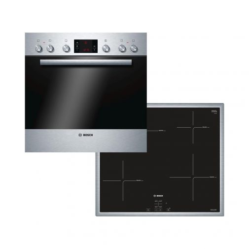Bosch inbouw fornuis combinatie bestaande uit HEA23B155 oven en NIF645CB1M inductiekookplaat restant model