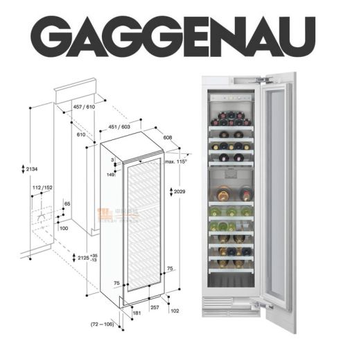 Gaggenau wijnkoeler RW414261 restant model Tussenbouw