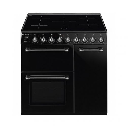 Smeg BM93IBL inductie fornuis met 3 ovens en Vapor Clean reiniging
