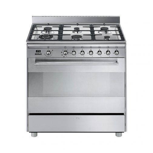 Smeg SNLK916MFX9 gasfornuis RVS met 6 gasbranders