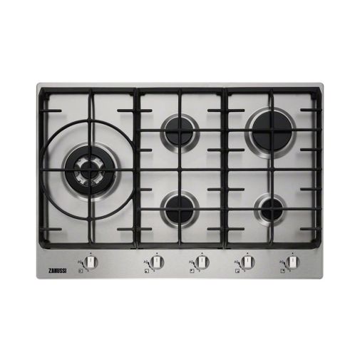 Zanussi ZGG76534XA inbouw gaskookplaat restant model met wokbrander en gietijzeren pannendragers