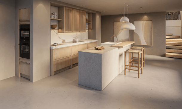 Japandi moderne keuken eiland opstelling