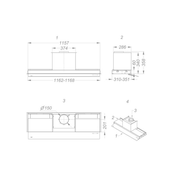 normページ Novy 8770 vlakschermafzuigkap | Budgetplan