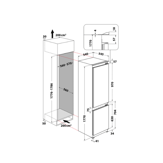 WHC18D011C1SF Whirlpool inbouw koelvriescombinatie | Budgetplan