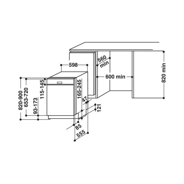 Whirlpool WBC3C26X half integreerbare vaatwasser | Budgetplan