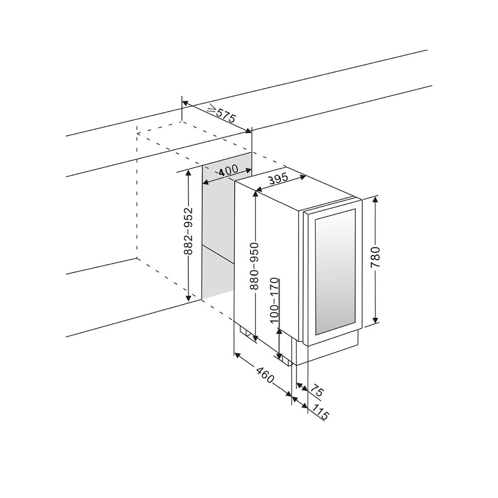 Wine Klima D34-OB78-PUSH onderbouw