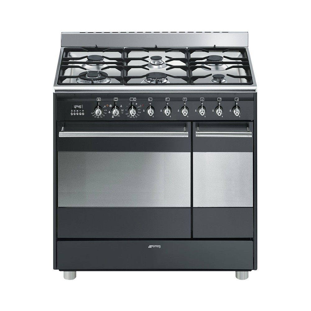 Smeg SNLK926MA9 gasfornuis met 2 ovens Antraciet