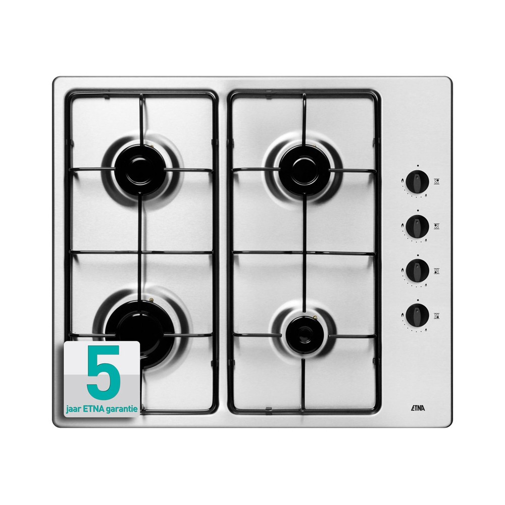 WIGGO WH-G332RD (B) Inbouw Gaskookplaat - Inbouw - Roestvrij staal